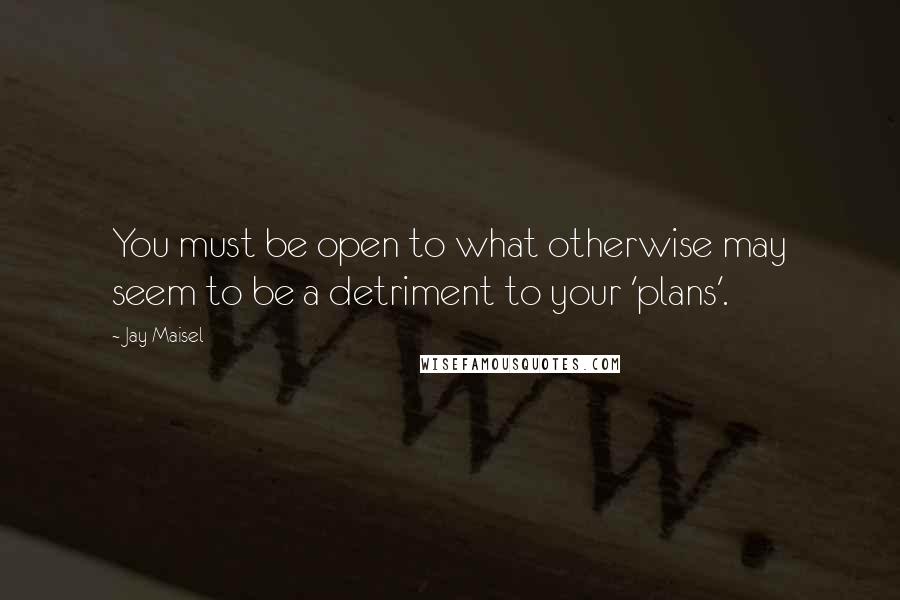 Jay Maisel Quotes: You must be open to what otherwise may seem to be a detriment to your 'plans'.