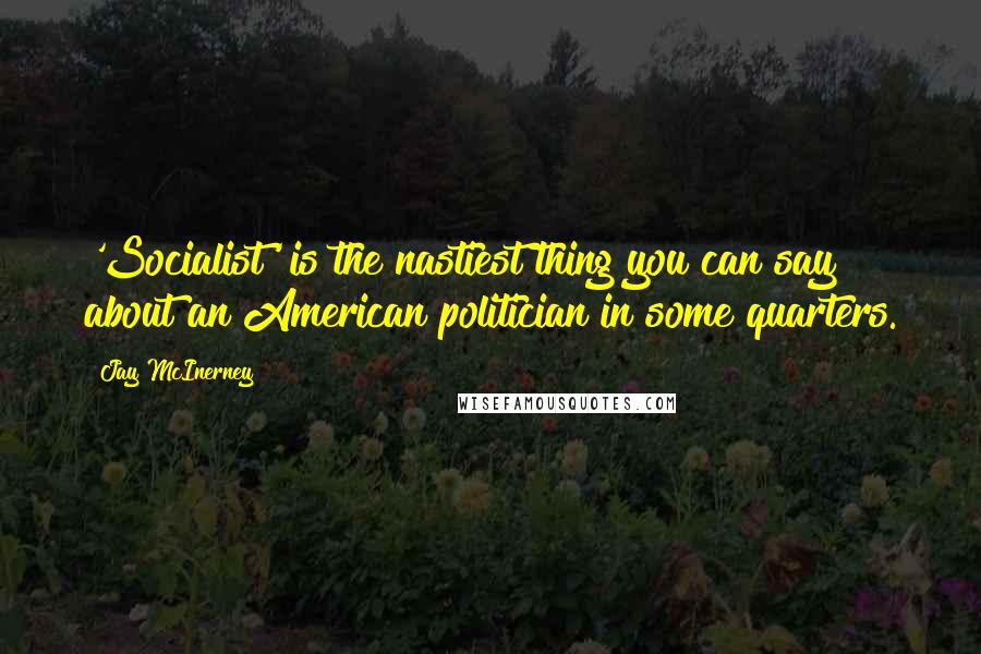 Jay McInerney Quotes: 'Socialist' is the nastiest thing you can say about an American politician in some quarters.