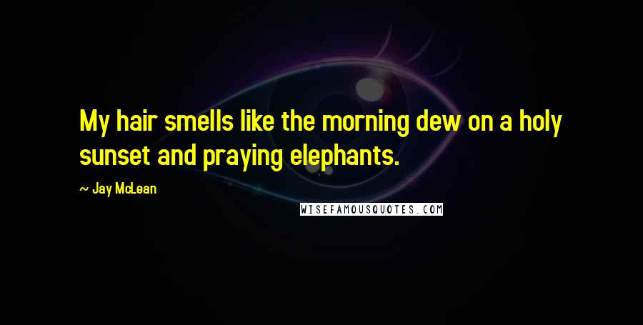 Jay McLean Quotes: My hair smells like the morning dew on a holy sunset and praying elephants.