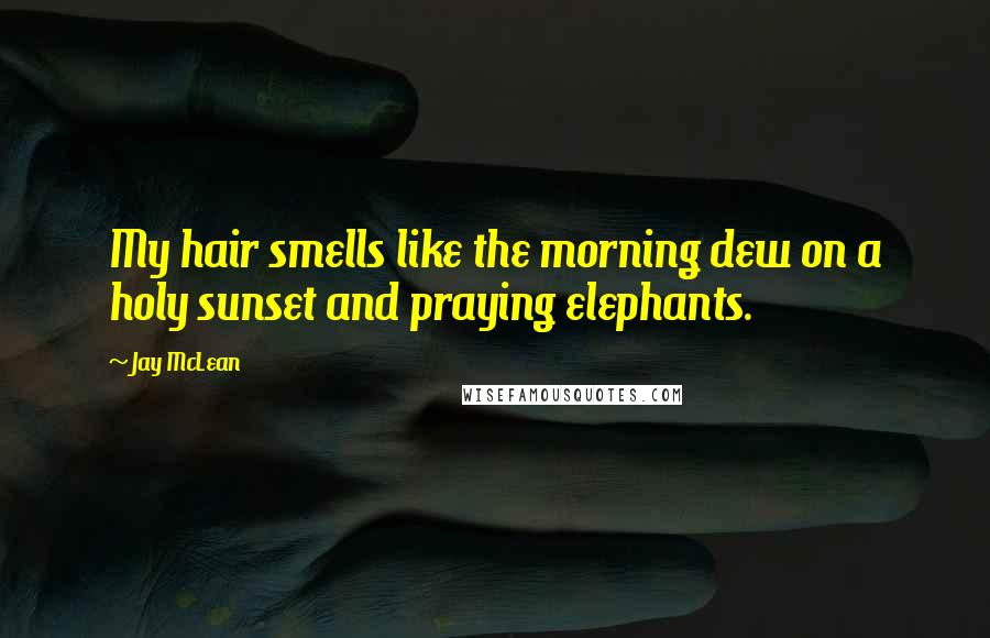 Jay McLean Quotes: My hair smells like the morning dew on a holy sunset and praying elephants.