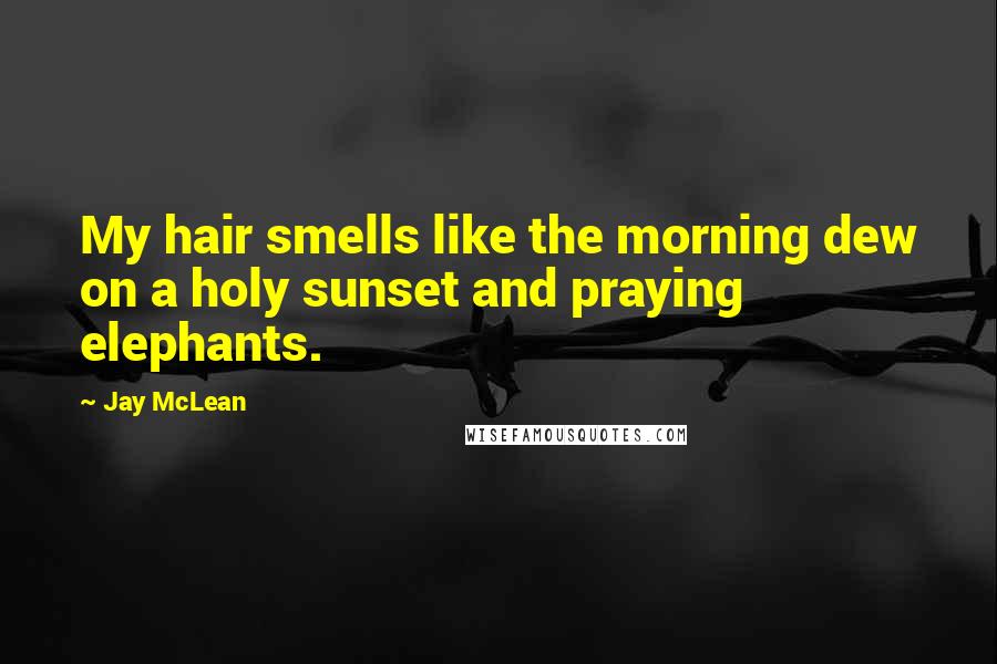 Jay McLean Quotes: My hair smells like the morning dew on a holy sunset and praying elephants.