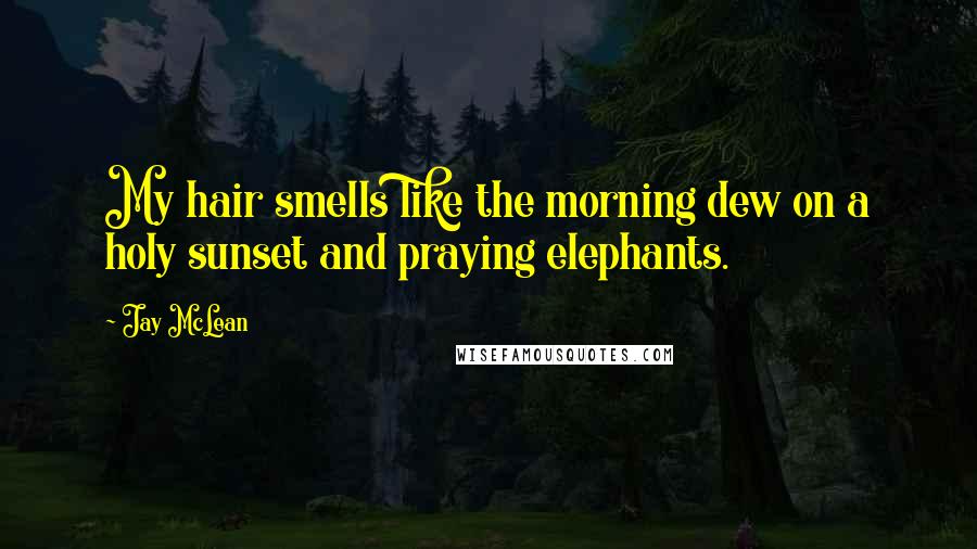 Jay McLean Quotes: My hair smells like the morning dew on a holy sunset and praying elephants.