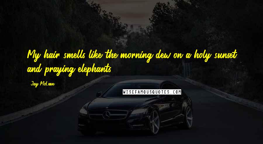 Jay McLean Quotes: My hair smells like the morning dew on a holy sunset and praying elephants.