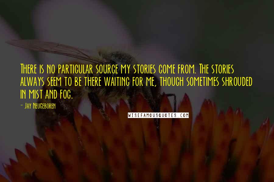 Jay Neugeboren Quotes: There is no particular source my stories come from. The stories always seem to be there waiting for me, though sometimes shrouded in mist and fog.