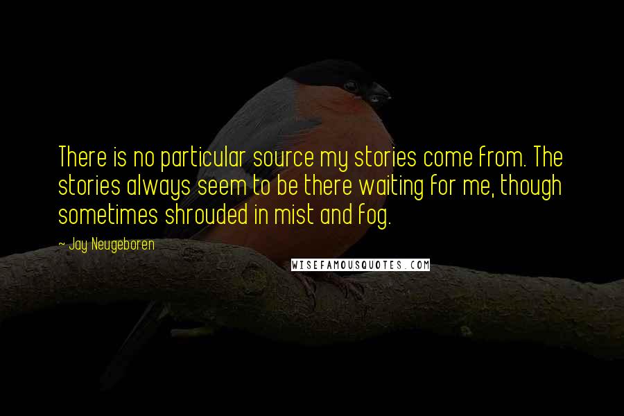 Jay Neugeboren Quotes: There is no particular source my stories come from. The stories always seem to be there waiting for me, though sometimes shrouded in mist and fog.