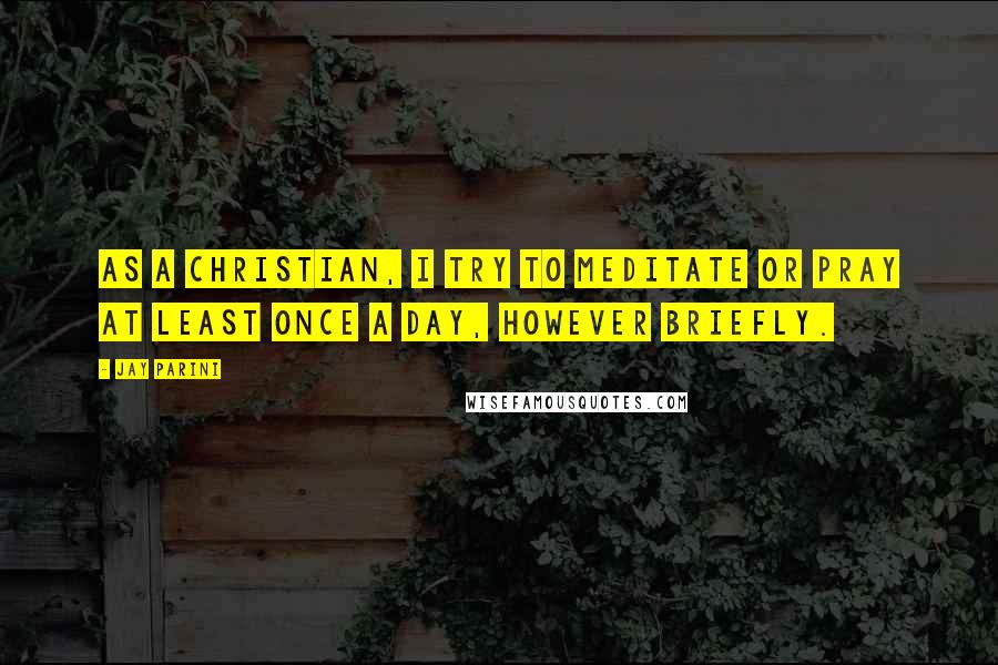 Jay Parini Quotes: As a Christian, I try to meditate or pray at least once a day, however briefly.