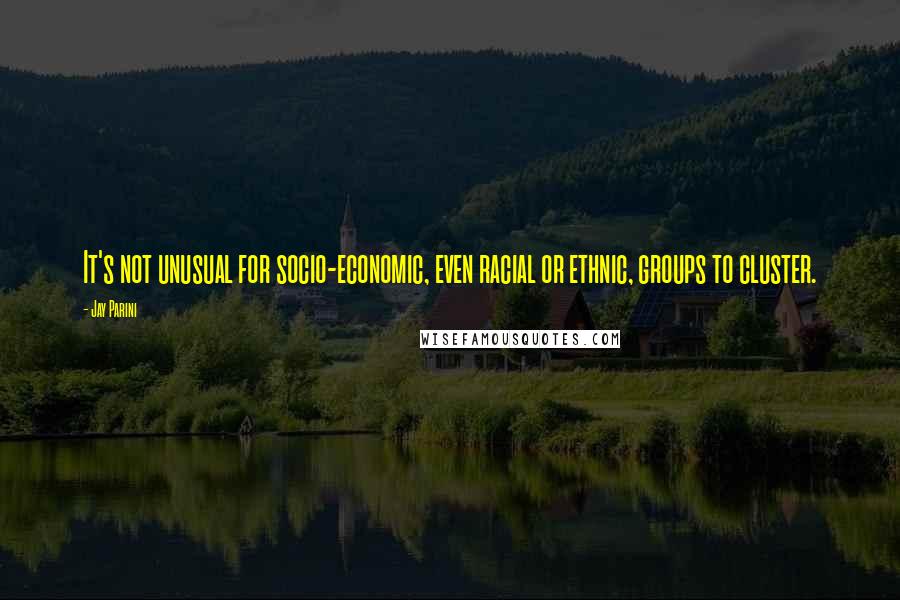 Jay Parini Quotes: It's not unusual for socio-economic, even racial or ethnic, groups to cluster.