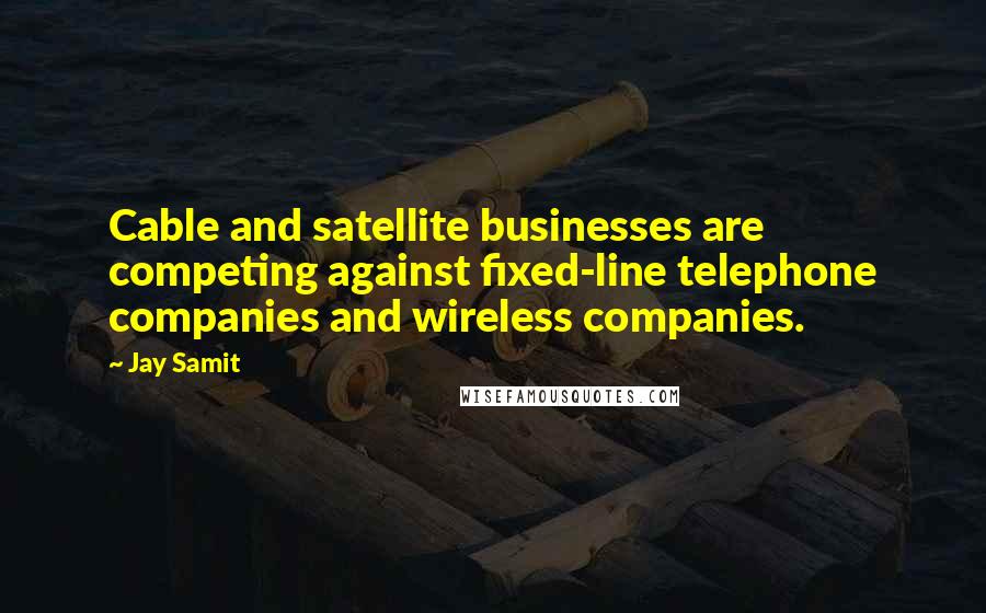 Jay Samit Quotes: Cable and satellite businesses are competing against fixed-line telephone companies and wireless companies.