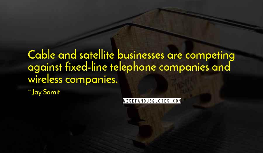 Jay Samit Quotes: Cable and satellite businesses are competing against fixed-line telephone companies and wireless companies.