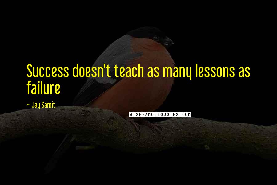 Jay Samit Quotes: Success doesn't teach as many lessons as failure