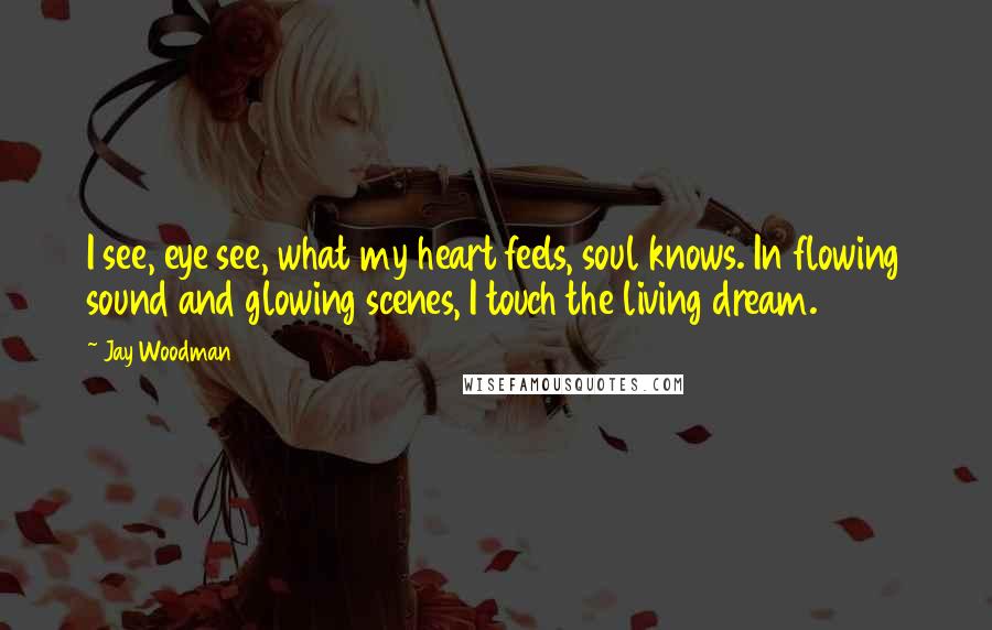 Jay Woodman Quotes: I see, eye see, what my heart feels, soul knows. In flowing sound and glowing scenes, I touch the living dream.