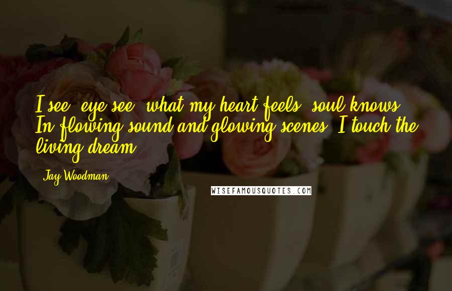 Jay Woodman Quotes: I see, eye see, what my heart feels, soul knows. In flowing sound and glowing scenes, I touch the living dream.