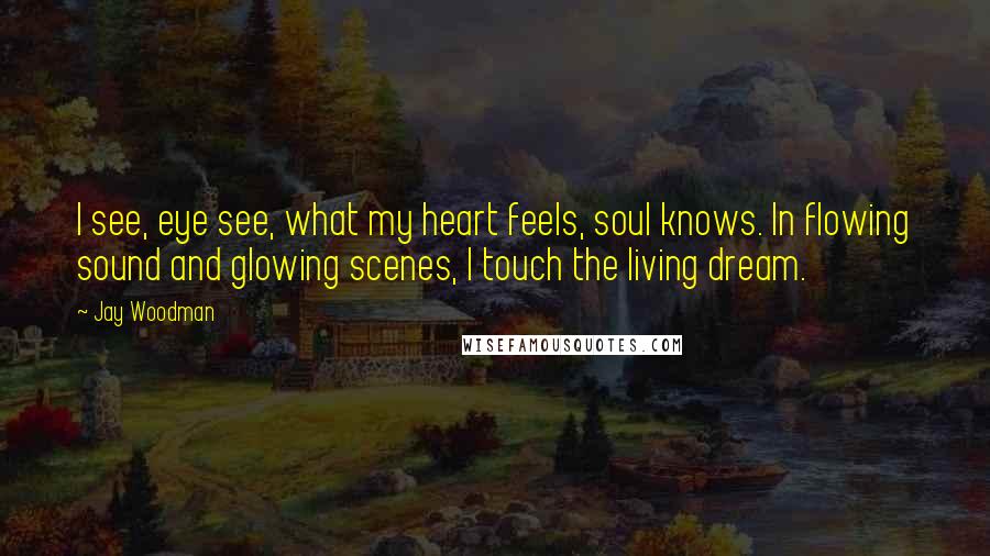 Jay Woodman Quotes: I see, eye see, what my heart feels, soul knows. In flowing sound and glowing scenes, I touch the living dream.