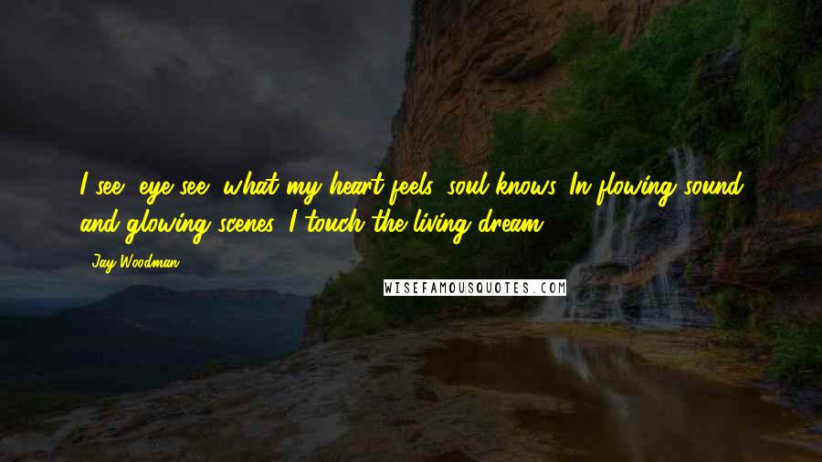 Jay Woodman Quotes: I see, eye see, what my heart feels, soul knows. In flowing sound and glowing scenes, I touch the living dream.