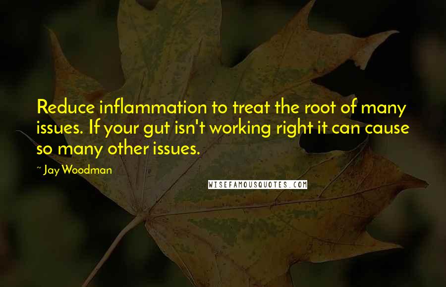 Jay Woodman Quotes: Reduce inflammation to treat the root of many issues. If your gut isn't working right it can cause so many other issues.