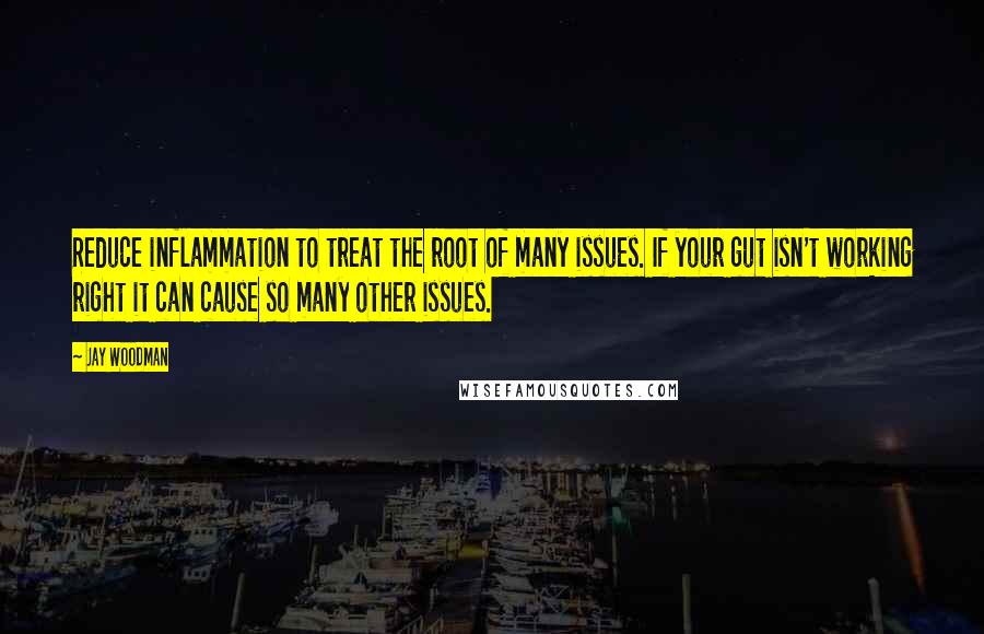 Jay Woodman Quotes: Reduce inflammation to treat the root of many issues. If your gut isn't working right it can cause so many other issues.