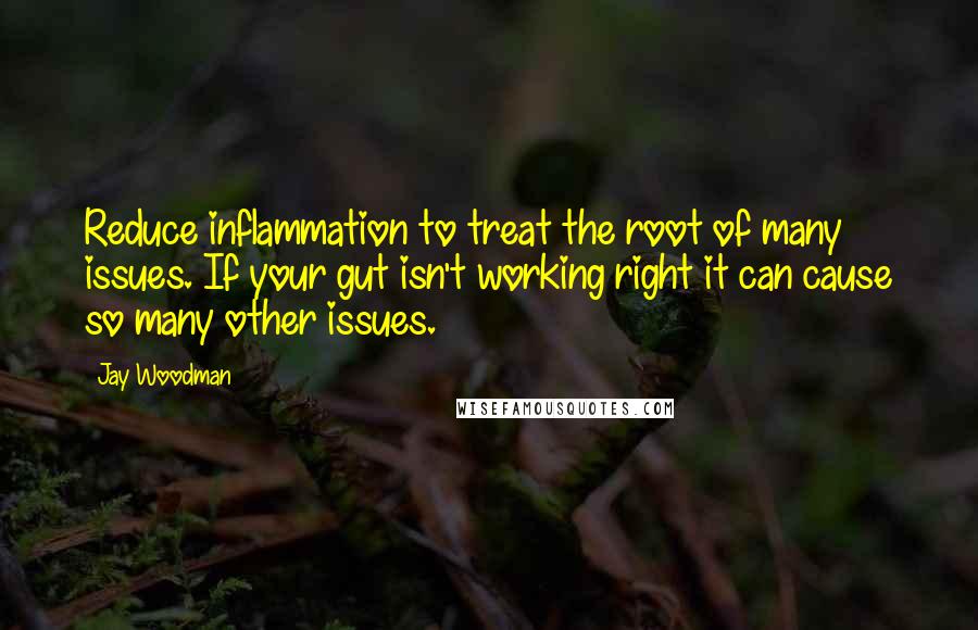 Jay Woodman Quotes: Reduce inflammation to treat the root of many issues. If your gut isn't working right it can cause so many other issues.