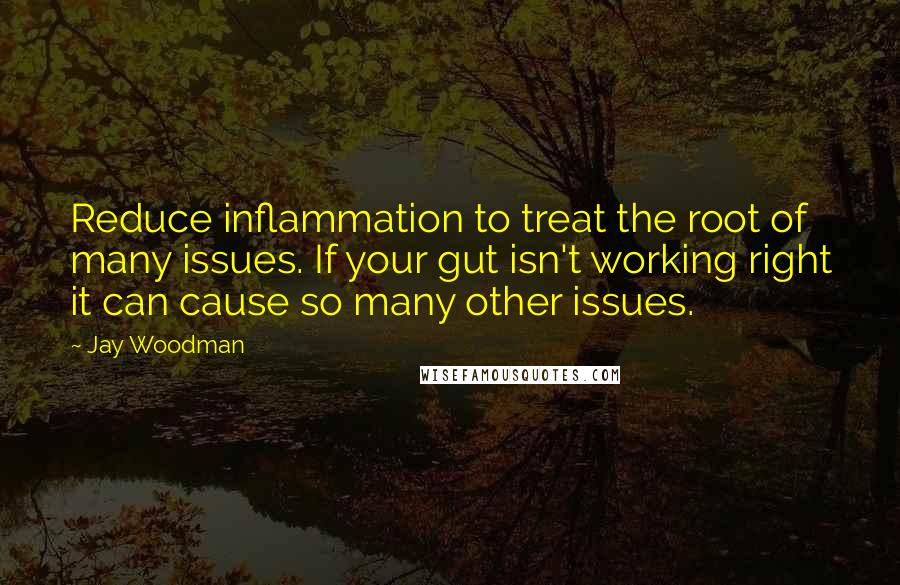 Jay Woodman Quotes: Reduce inflammation to treat the root of many issues. If your gut isn't working right it can cause so many other issues.