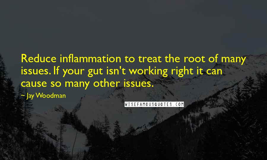 Jay Woodman Quotes: Reduce inflammation to treat the root of many issues. If your gut isn't working right it can cause so many other issues.