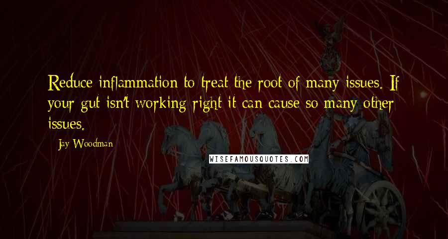 Jay Woodman Quotes: Reduce inflammation to treat the root of many issues. If your gut isn't working right it can cause so many other issues.