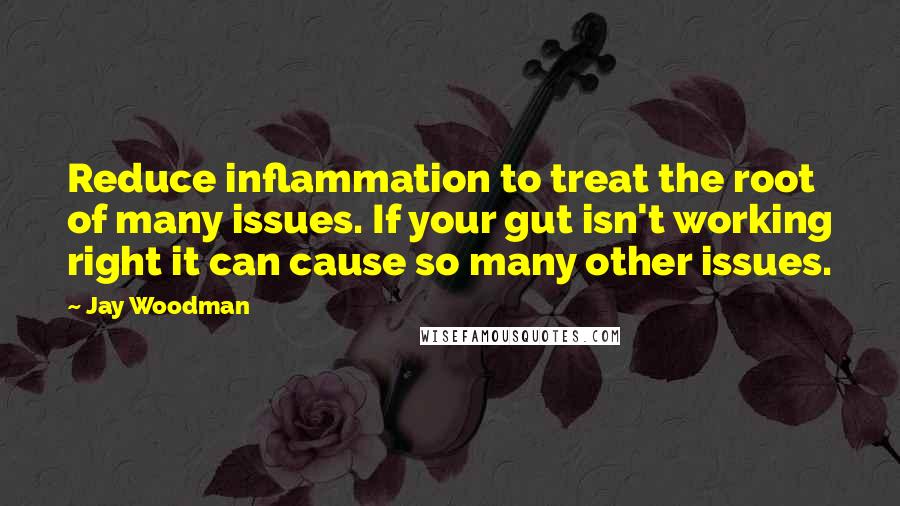 Jay Woodman Quotes: Reduce inflammation to treat the root of many issues. If your gut isn't working right it can cause so many other issues.