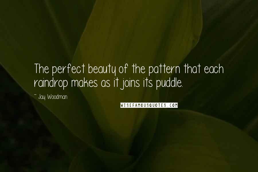 Jay Woodman Quotes: The perfect beauty of the pattern that each raindrop makes as it joins its puddle.