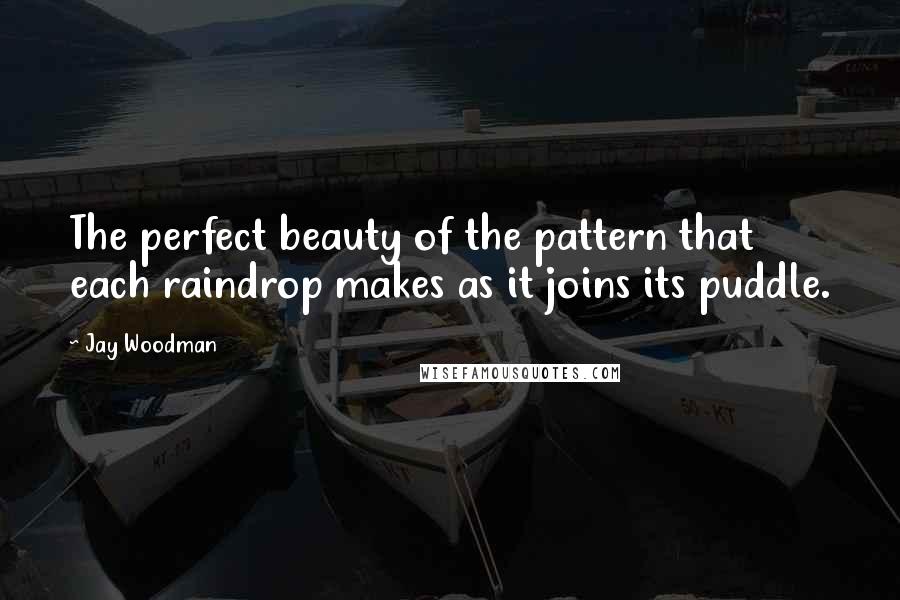Jay Woodman Quotes: The perfect beauty of the pattern that each raindrop makes as it joins its puddle.
