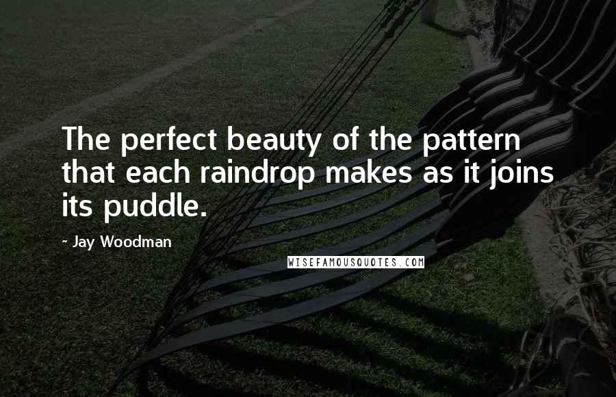 Jay Woodman Quotes: The perfect beauty of the pattern that each raindrop makes as it joins its puddle.