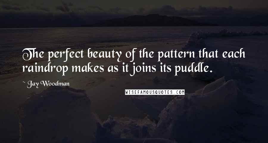 Jay Woodman Quotes: The perfect beauty of the pattern that each raindrop makes as it joins its puddle.