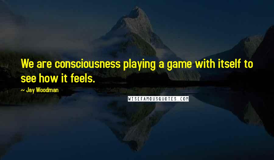 Jay Woodman Quotes: We are consciousness playing a game with itself to see how it feels.