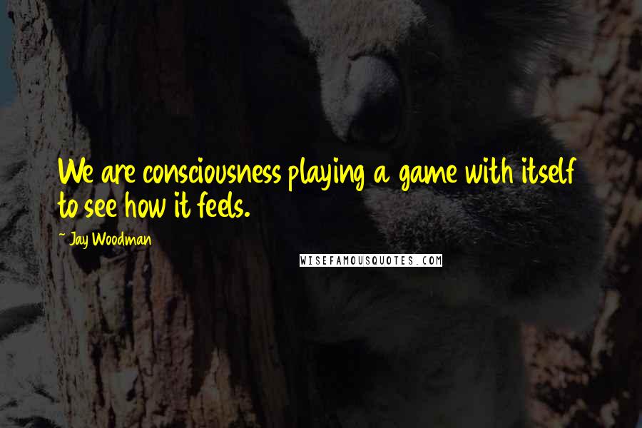 Jay Woodman Quotes: We are consciousness playing a game with itself to see how it feels.