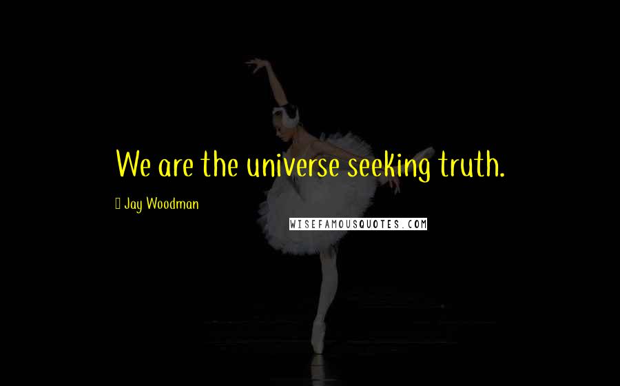 Jay Woodman Quotes: We are the universe seeking truth.