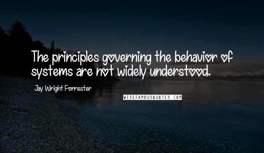 Jay Wright Forrester Quotes: The principles governing the behavior of systems are not widely understood.