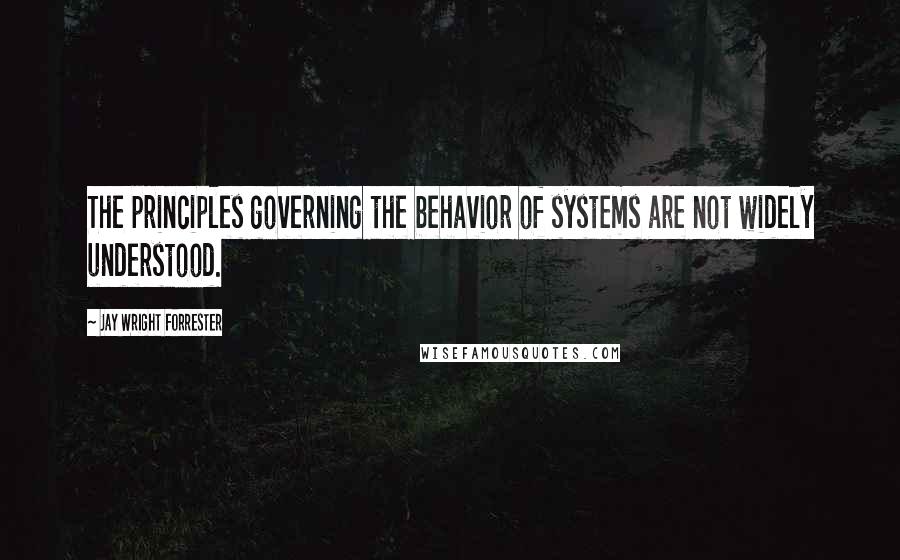 Jay Wright Forrester Quotes: The principles governing the behavior of systems are not widely understood.