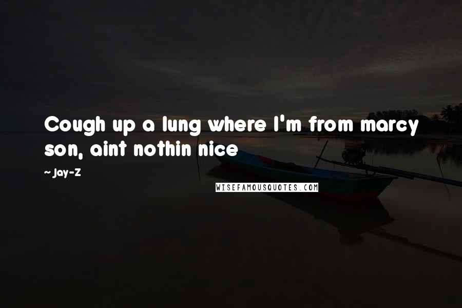 Jay-Z Quotes: Cough up a lung where I'm from marcy son, aint nothin nice