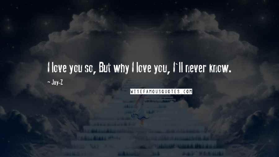 Jay-Z Quotes: I love you so, But why I love you, I'll never know.