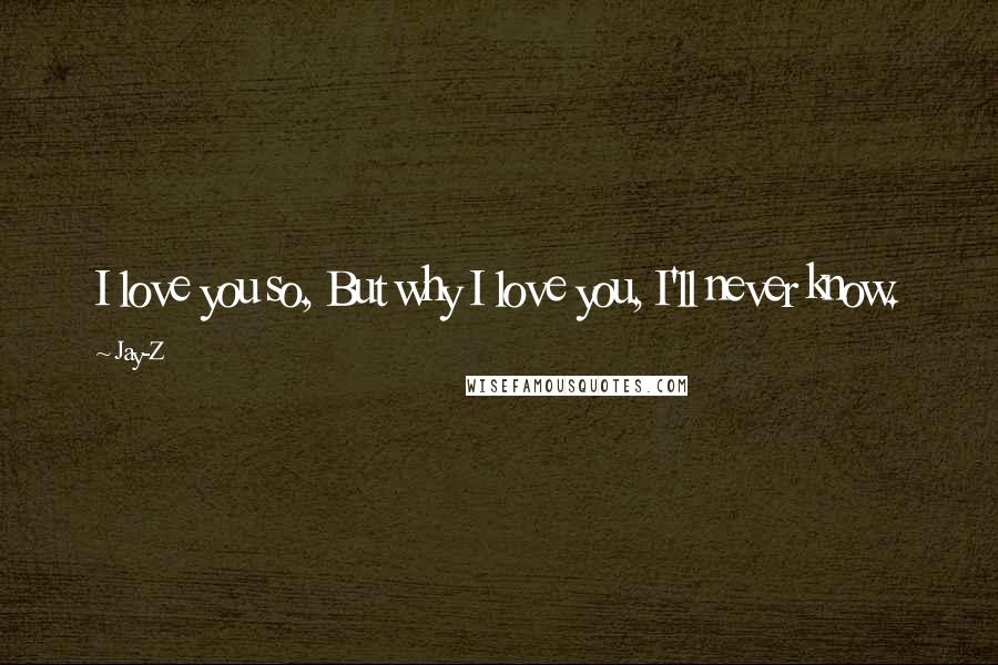 Jay-Z Quotes: I love you so, But why I love you, I'll never know.
