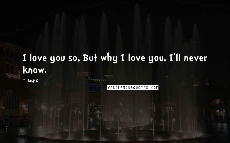 Jay-Z Quotes: I love you so, But why I love you, I'll never know.
