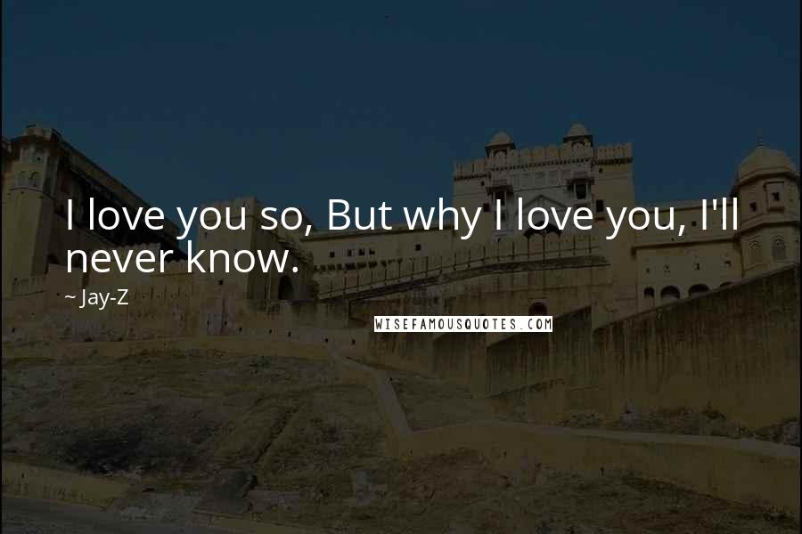 Jay-Z Quotes: I love you so, But why I love you, I'll never know.