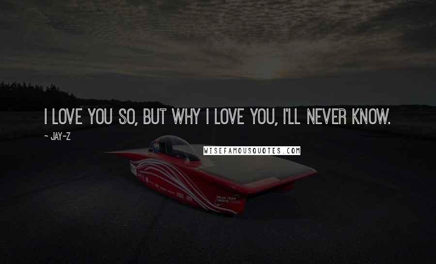 Jay-Z Quotes: I love you so, But why I love you, I'll never know.