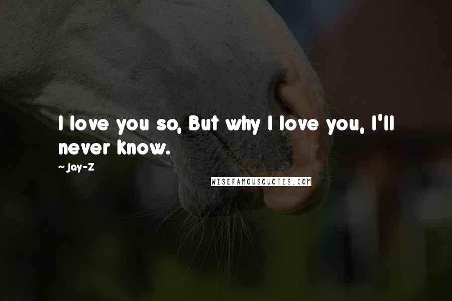 Jay-Z Quotes: I love you so, But why I love you, I'll never know.