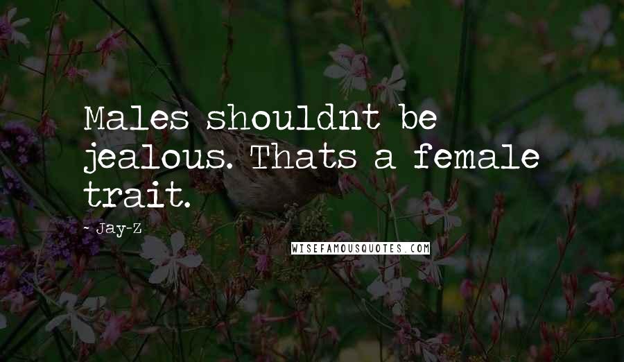Jay-Z Quotes: Males shouldnt be jealous. Thats a female trait.