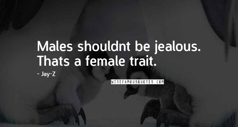 Jay-Z Quotes: Males shouldnt be jealous. Thats a female trait.