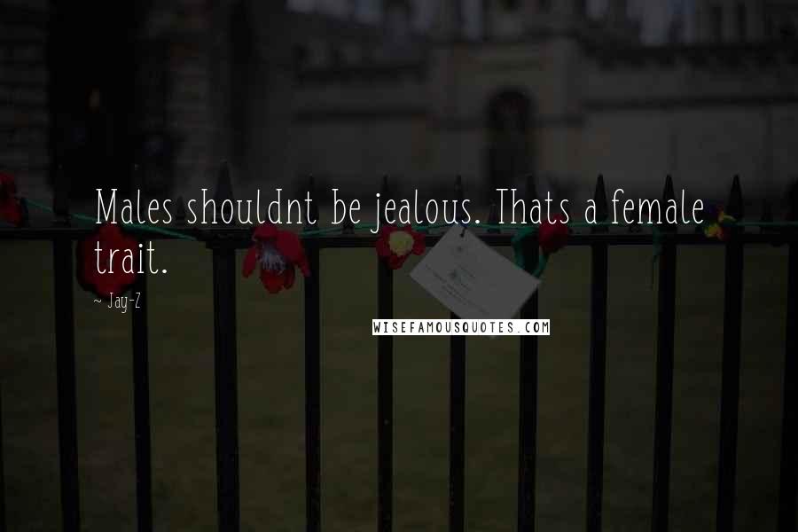 Jay-Z Quotes: Males shouldnt be jealous. Thats a female trait.