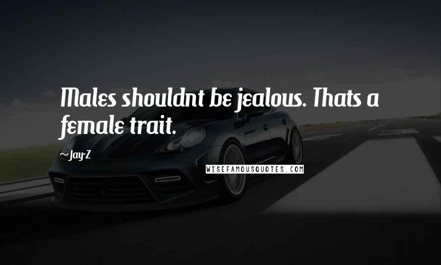 Jay-Z Quotes: Males shouldnt be jealous. Thats a female trait.