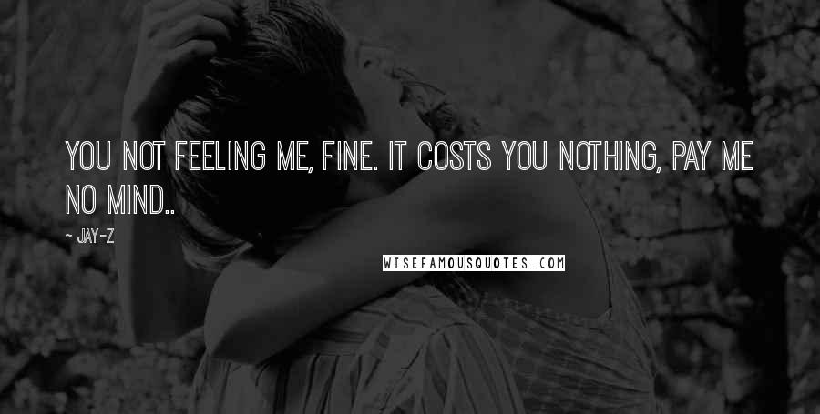 Jay-Z Quotes: You not feeling me, fine. It costs you nothing, pay me no mind..