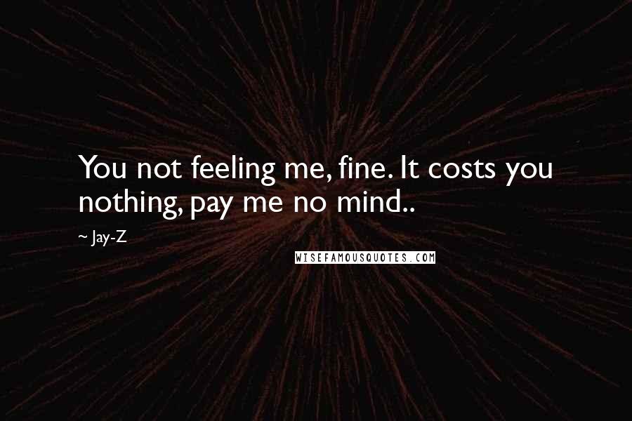 Jay-Z Quotes: You not feeling me, fine. It costs you nothing, pay me no mind..