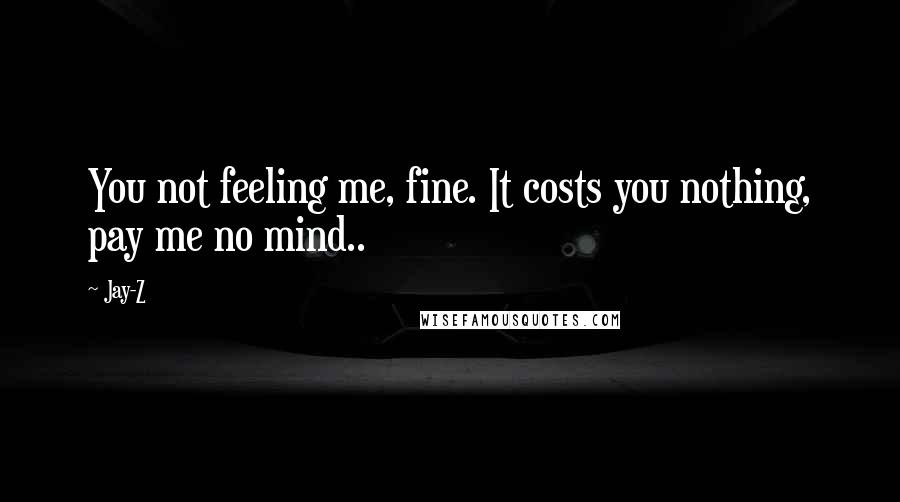 Jay-Z Quotes: You not feeling me, fine. It costs you nothing, pay me no mind..