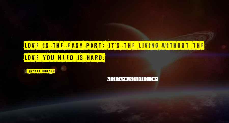 Jaycee Dugard Quotes: Love is the easy part; it's the living without the love you need is hard.