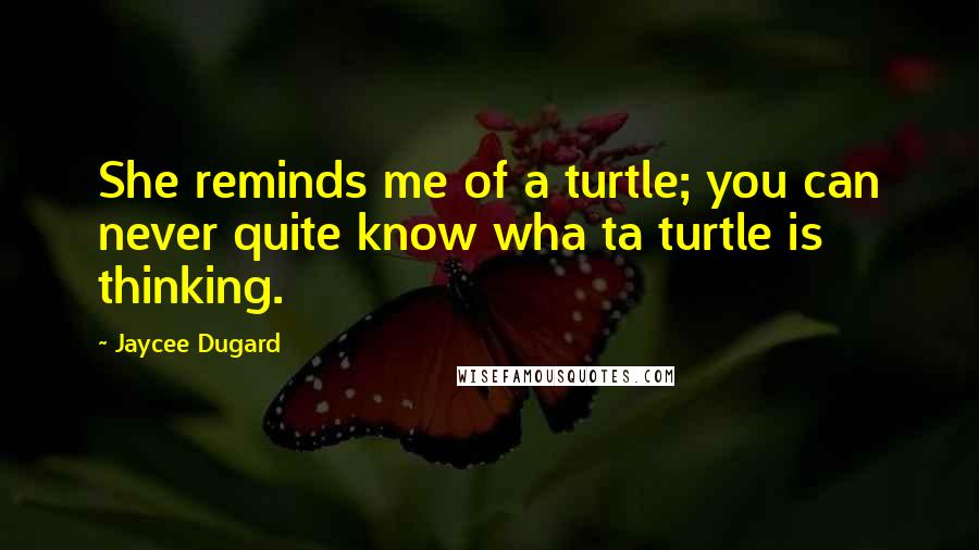 Jaycee Dugard Quotes: She reminds me of a turtle; you can never quite know wha ta turtle is thinking.